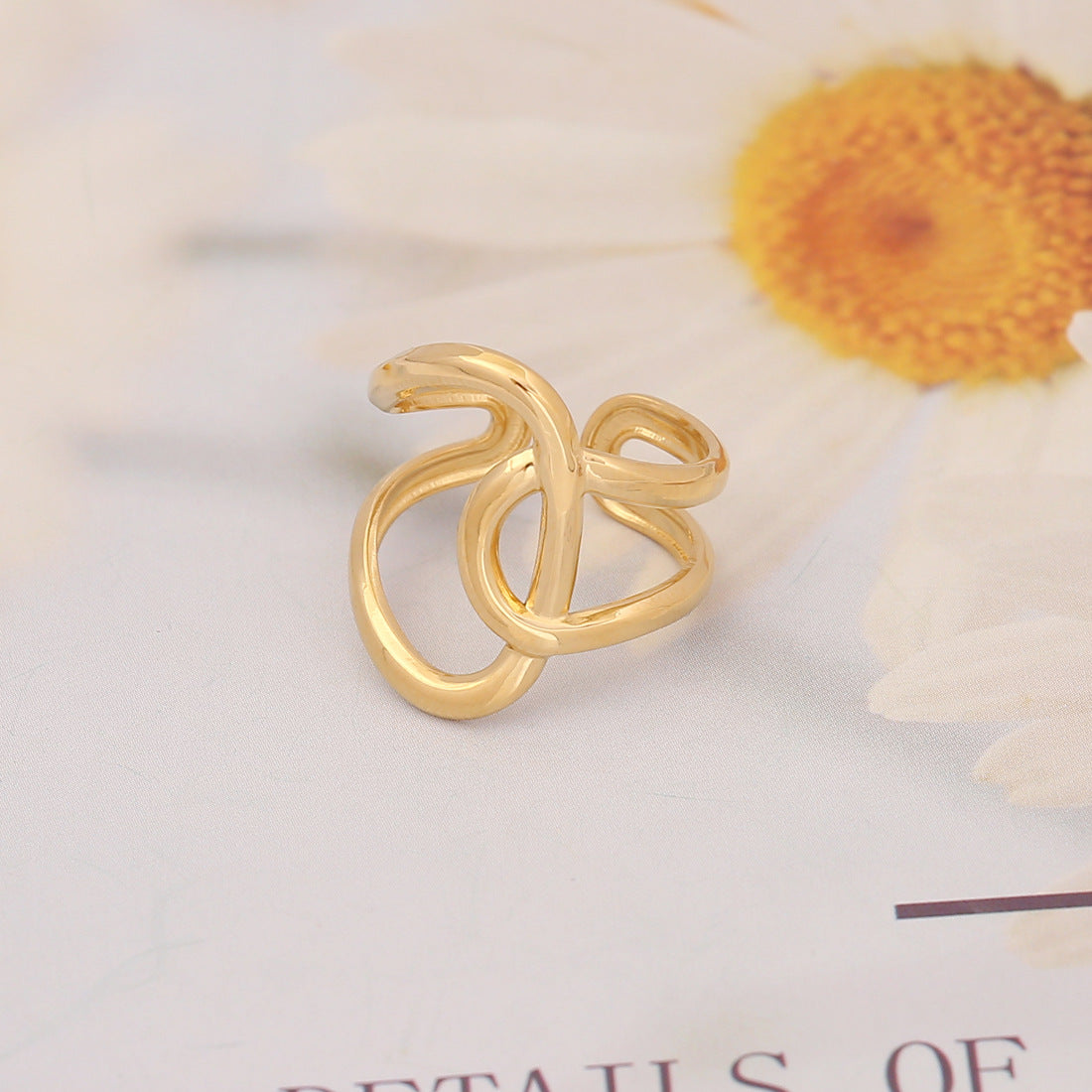Geometric Snake Design Stainless Steel Open Ring for Women