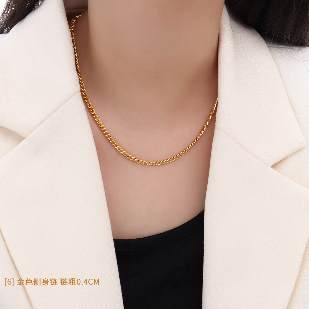 Minimalist 18K Gold Plated Titanium Steel Chain Necklace