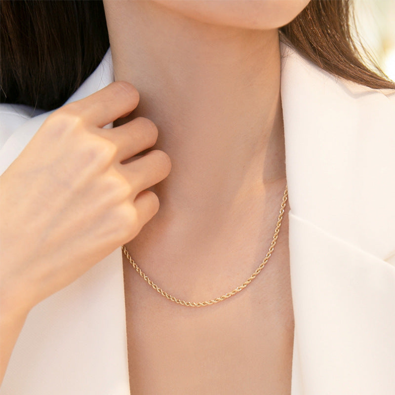 Minimalist Twist Chain Stainless Steel Bracelet in 18k Gold Plating