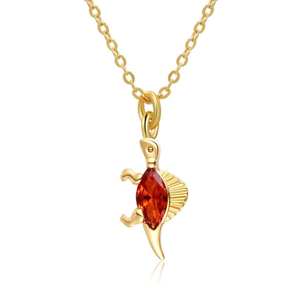 18K Gold Plated Dinosaur Zircon Pendant Necklace