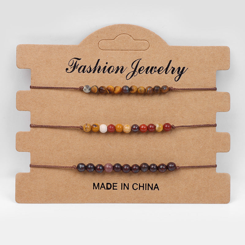 Fashion Irregular Gravel Agate Beaded Bracelet Set - 3 Pieces