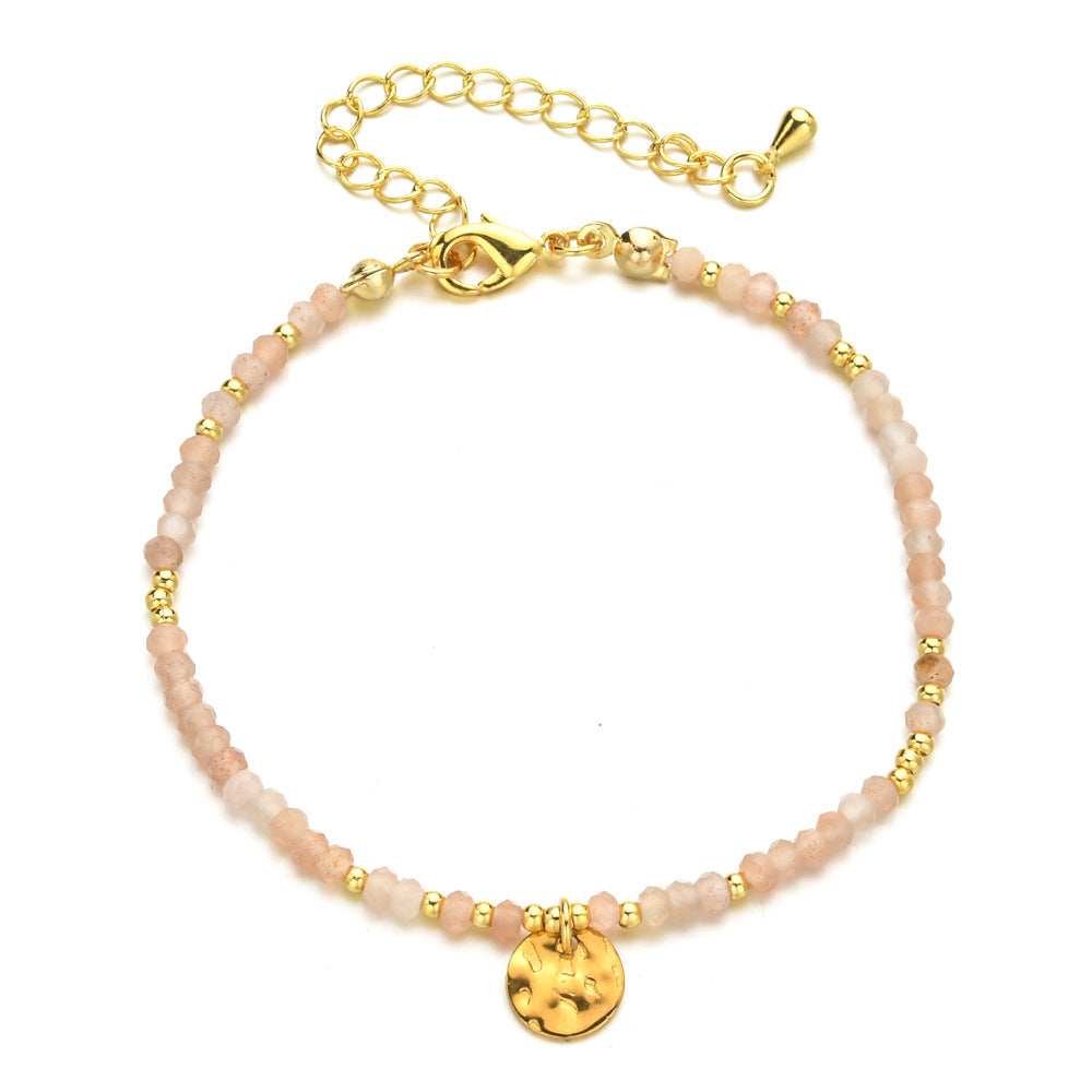 Modern Geometric Natural Stone Beaded Bracelet with Stainless Steel Accents