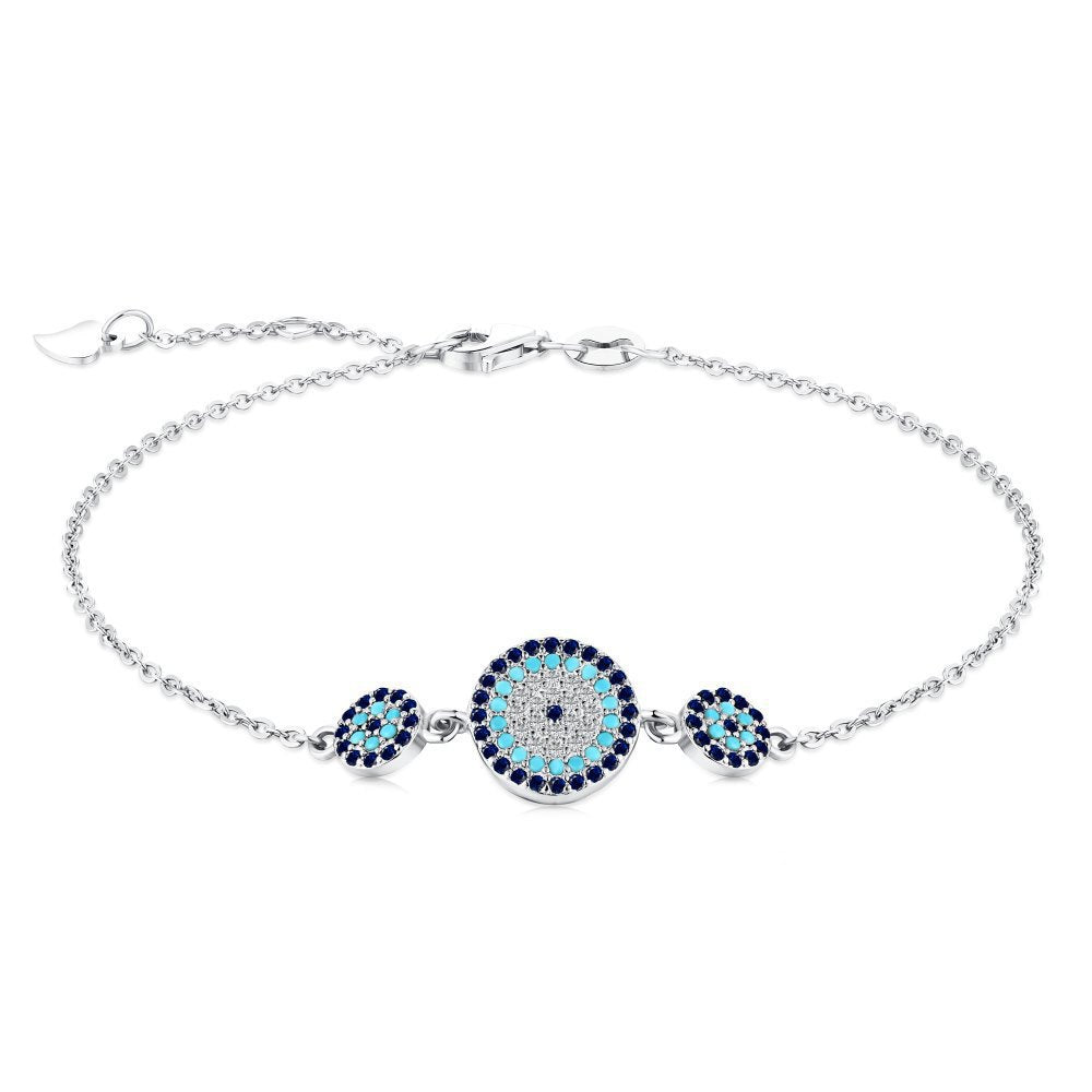 Simple Style Devil's Eye Sterling Silver Zircon Bracelet - Minimalist Luxury Design
