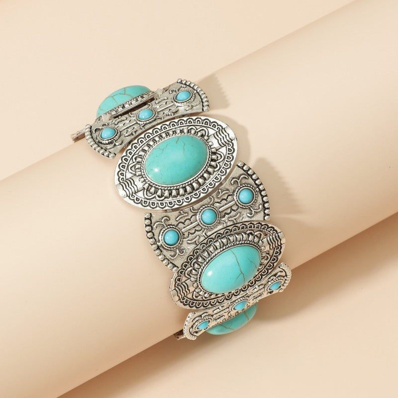 Bohemian Geometric Alloy Turquoise Women's Bangle Bracelet