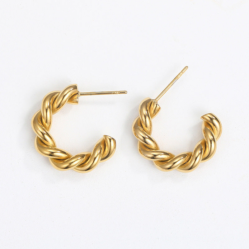 1 Pair Minimalist Geometric Gold Plated Stainless Steel Drop Earrings