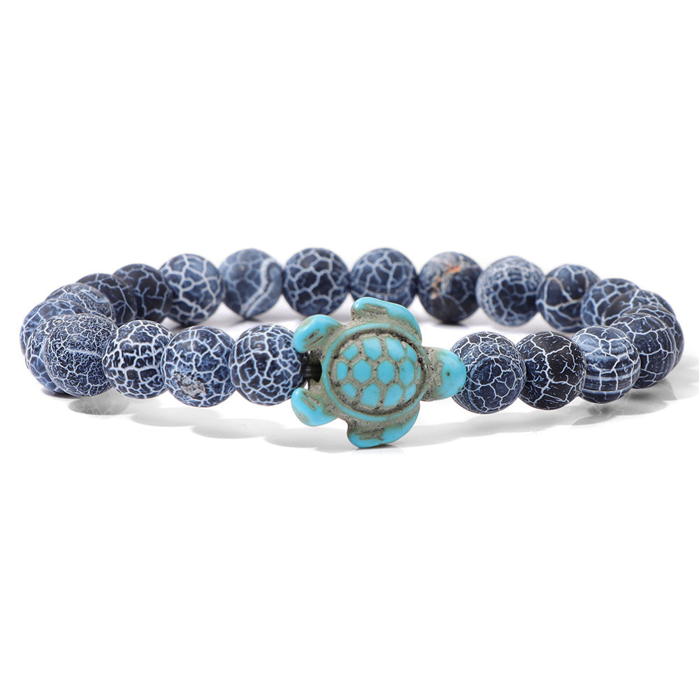 Retro Tortoise Agate and Natural Stone Beaded Bracelet