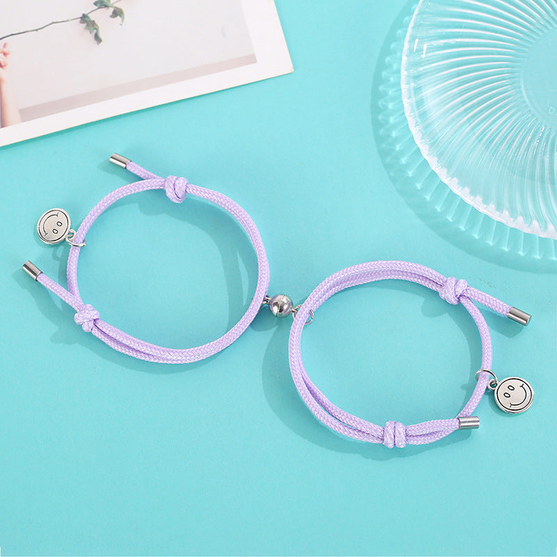 Luminous Alloy Smiley Face Couple Bracelets Set