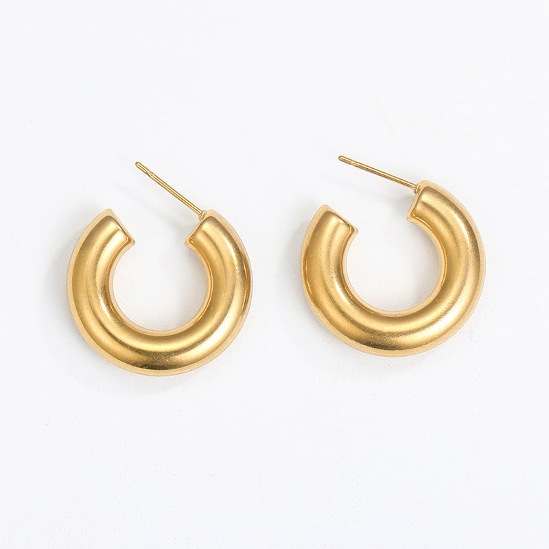 1 Pair Minimalist Geometric Gold Plated Stainless Steel Drop Earrings