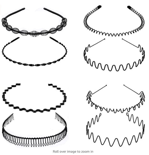 Simple Inlaid Black Turquoise C-shaped Earrings and Men's Invisible Sport Headband