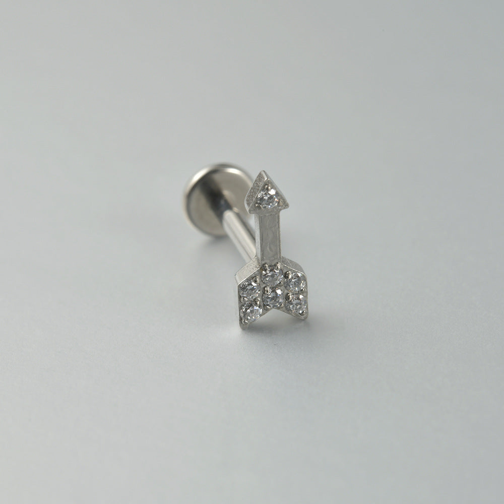 G23 Titanium Star Flower Zircon Lip and Ear Cartilage Studs - 18K Gold Plated Arrow-Shaped Piercing Jewelry