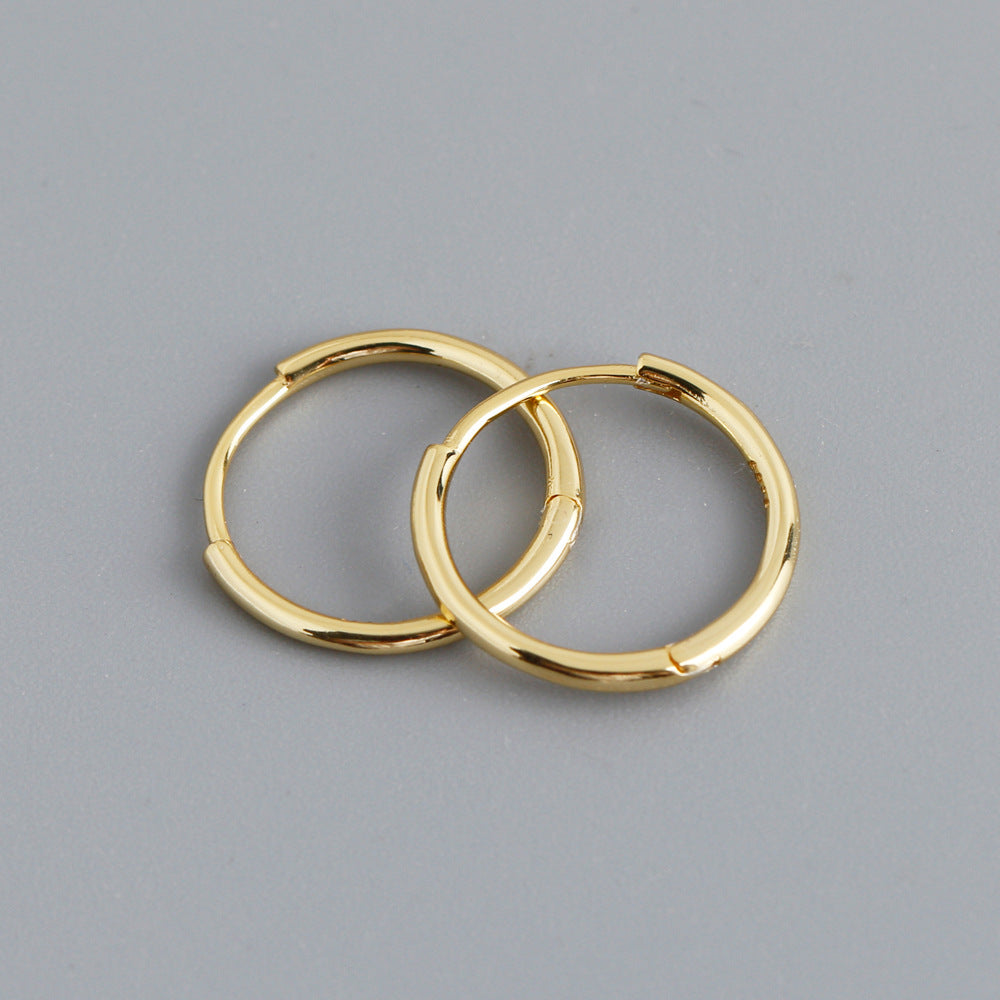 Simple Style Sterling Silver Circle Hoop Earrings