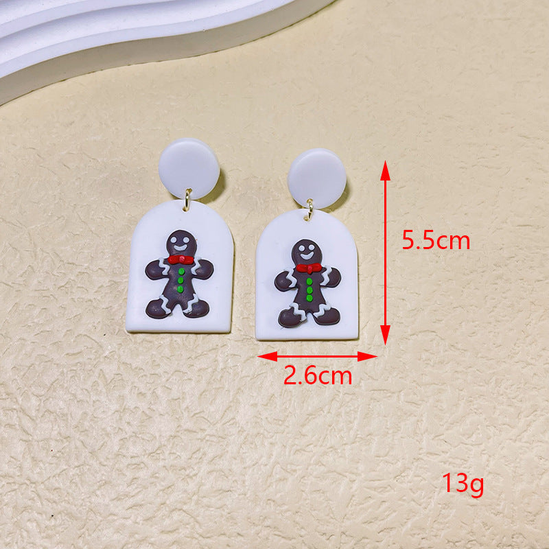 1 Pair Modern Style Christmas Tree & Snowman Polymer Clay Drop Earrings
