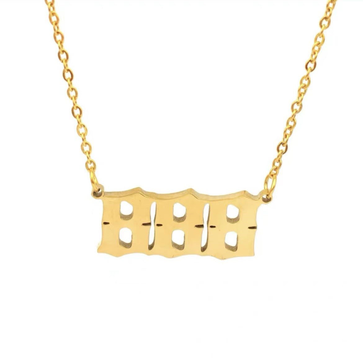 Simple Retro Stainless Steel Number Pendant Necklace for Women and Couples