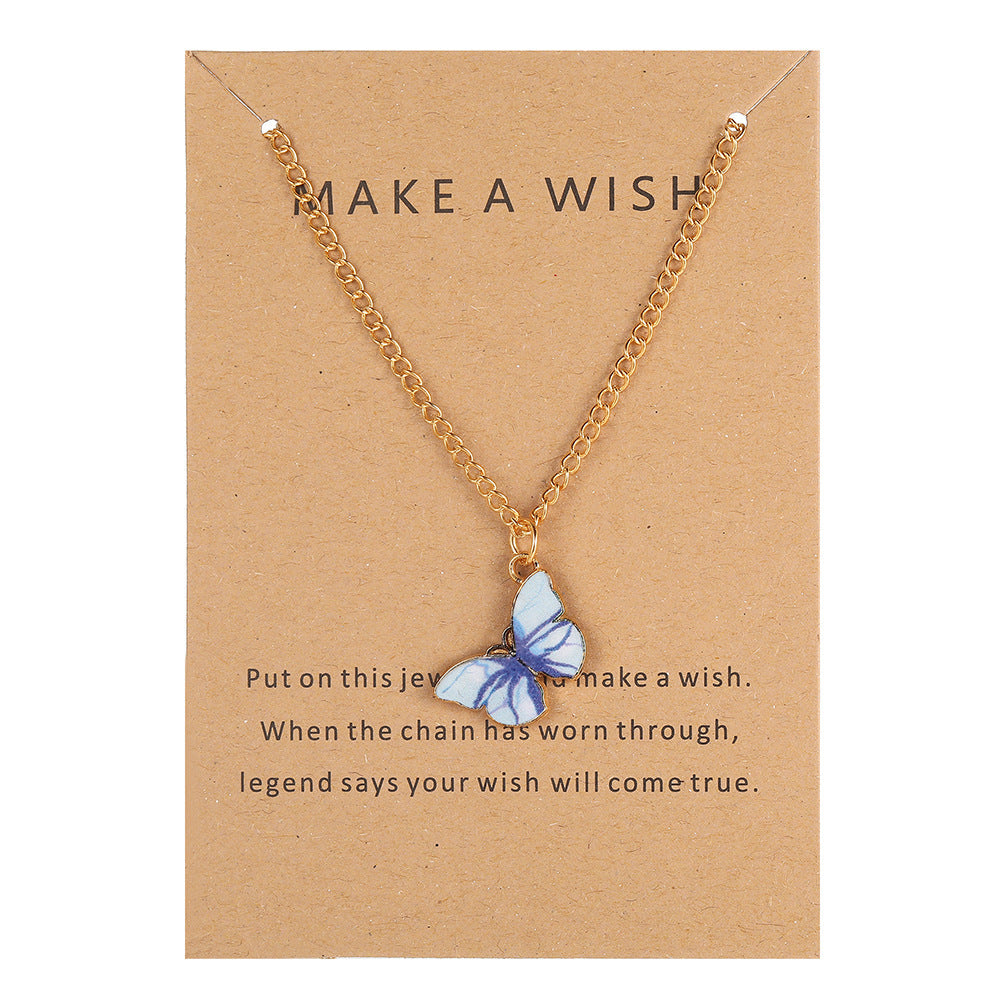 Simple Retro Multicolor Butterfly Pendant Necklace