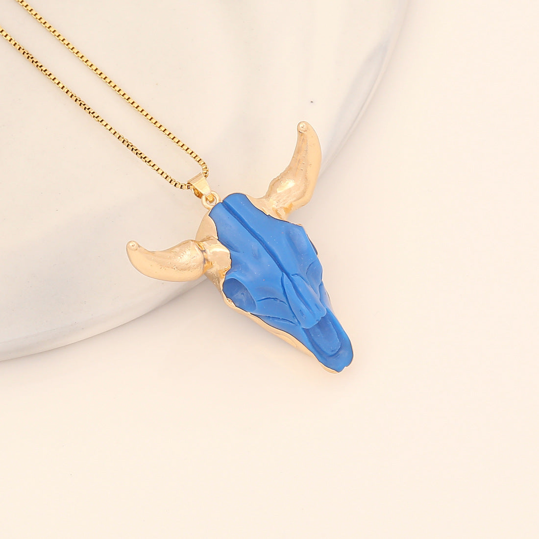 Bohemian Gold Plated Cattle Pendant Stainless Steel Necklace