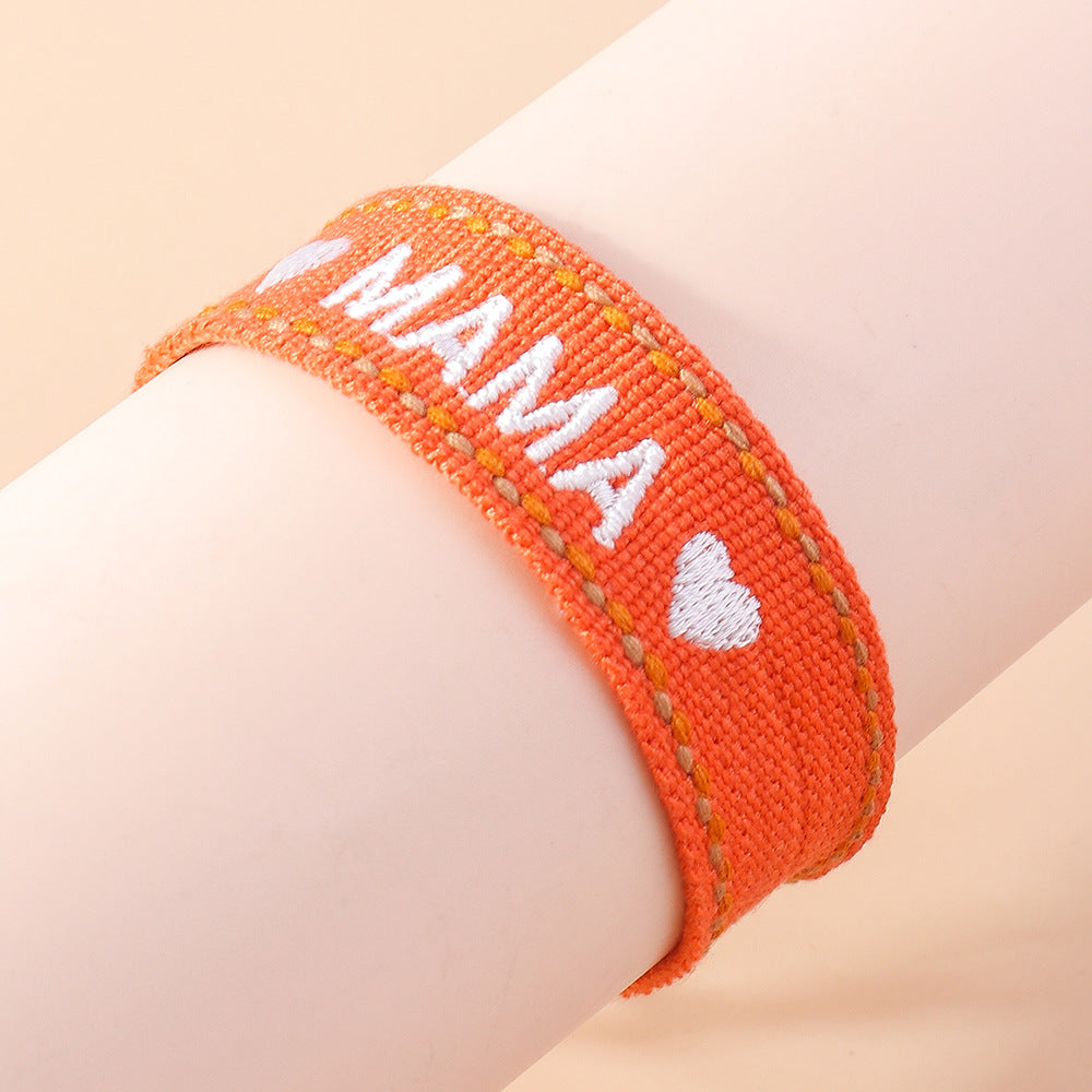 Fashion MAMA Letter Heart Shape Polyester Mother's Day Unisex Bracelet