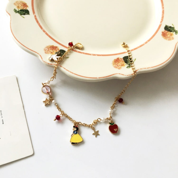 Cartoon Character Alloy Plated Pearl Bracelet - Fairy Tale Inspired Jewelry for Girls