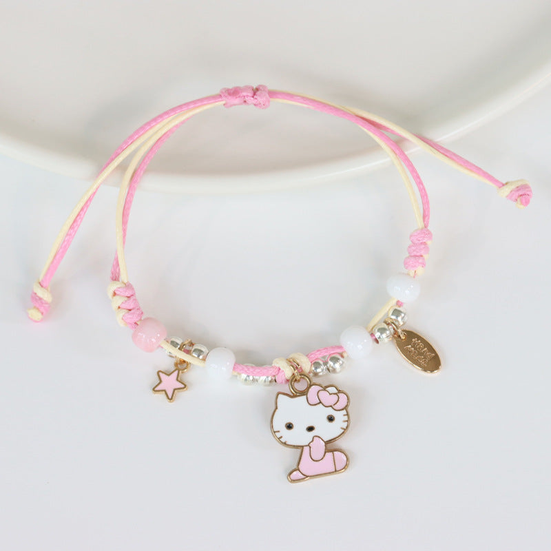 Fashion Animal Alloy Beaded Enamel Rabbit Bracelet for Women and Couples