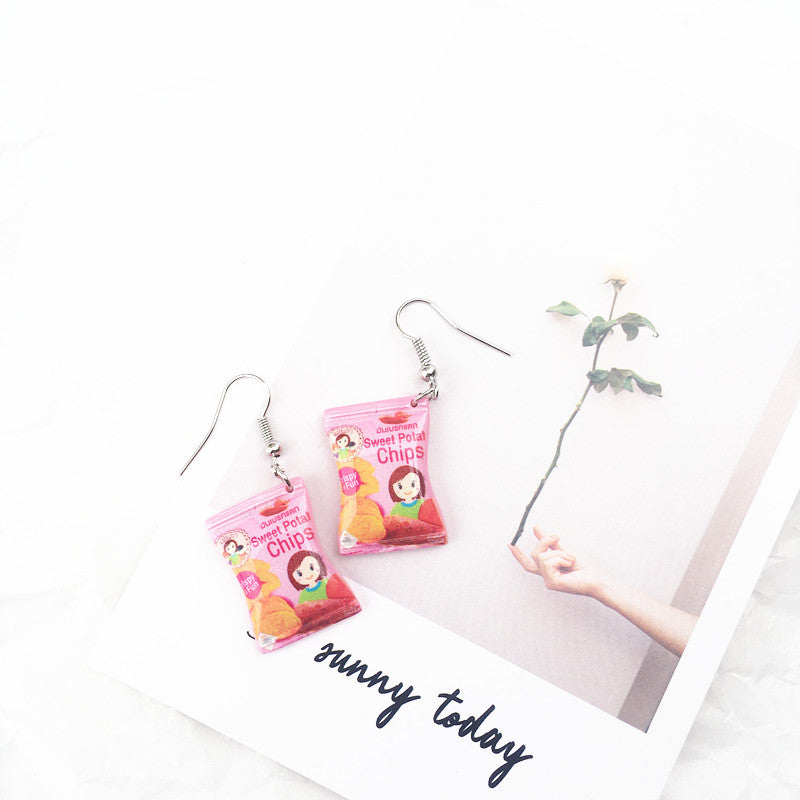 1 Pair Novelty Food Resin Women's Drop Earrings - Creative Handmade Fun Snack Dangle Jewelry