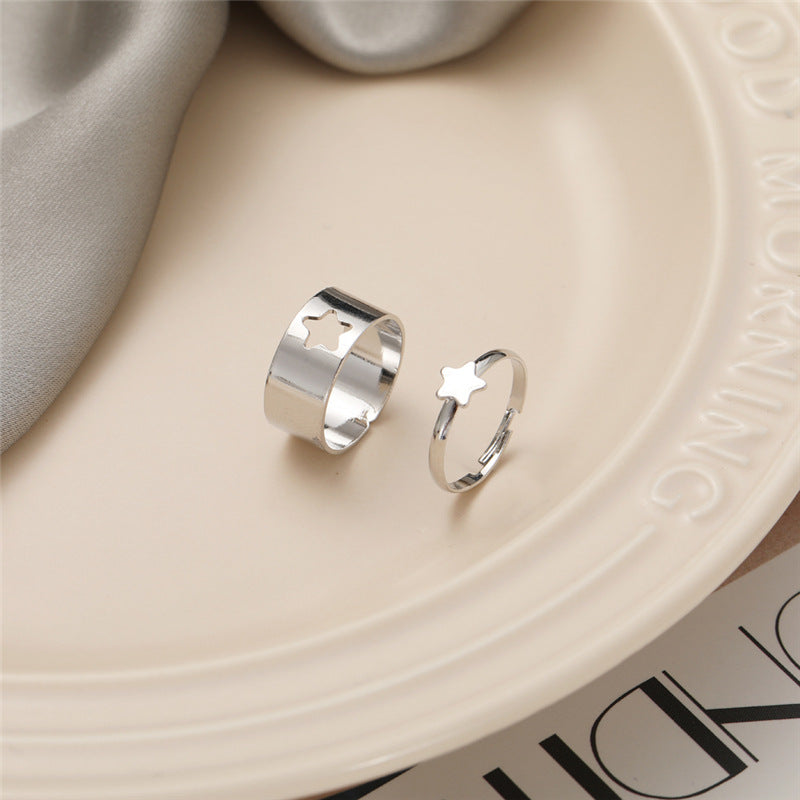 Fashion Black Butterfly Adjustable Couple Rings Set