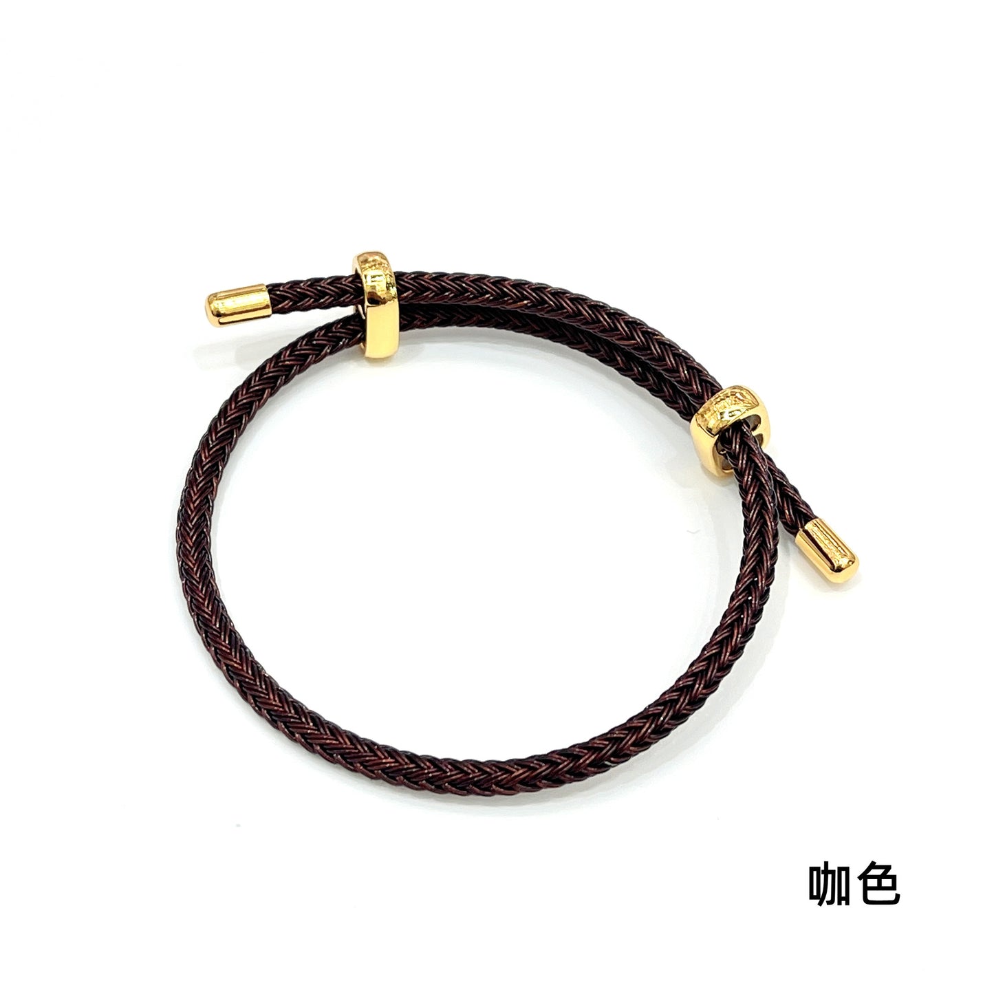 Adjustable Unisex Round Rope Bracelet with Steel Wire and Red String Charm