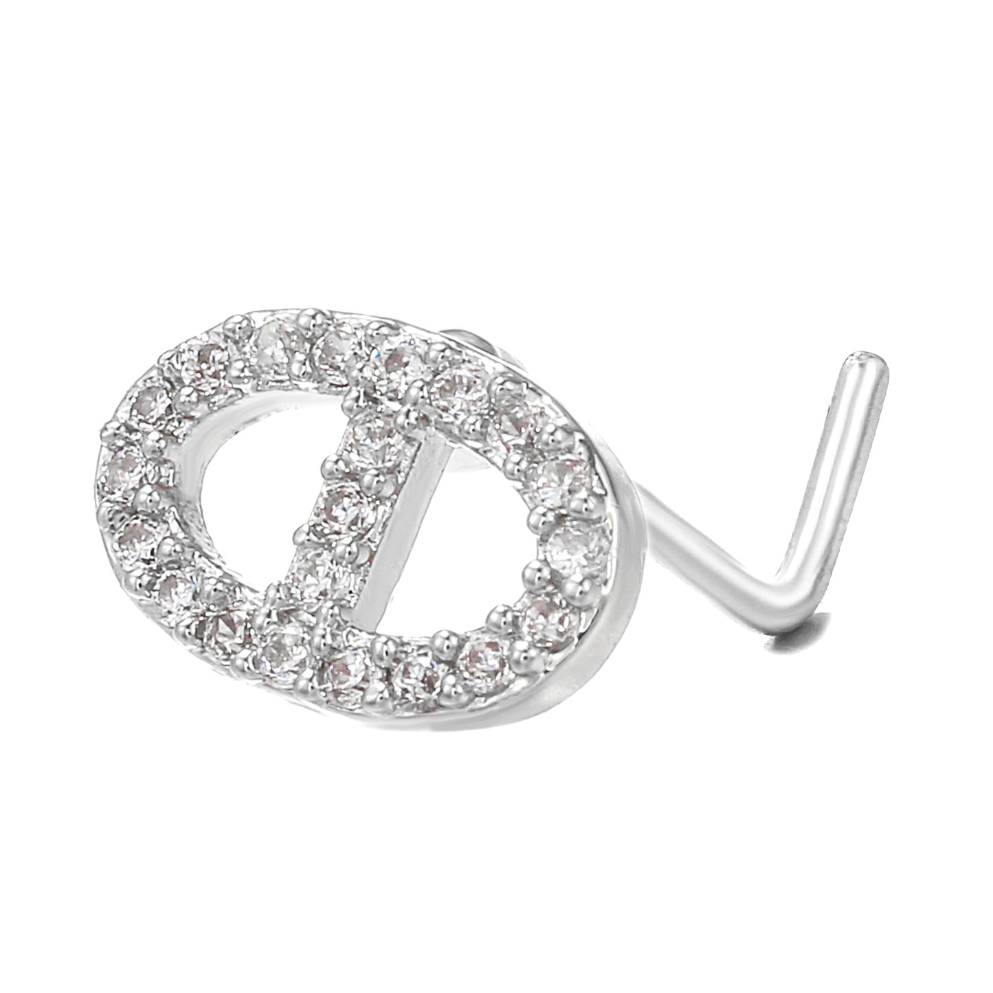 Fashion Animal Palm Brass Inlay Zircon Nose Studs with 20g Stainless Steel L Bar Piercing Jewelry