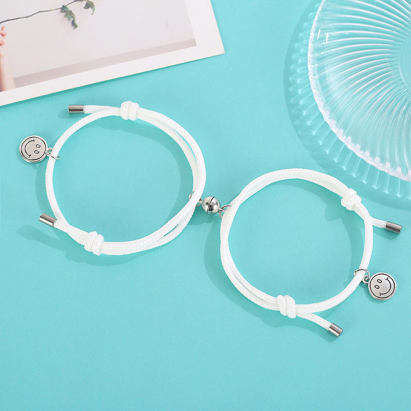 Luminous Alloy Smiley Face Couple Bracelets Set