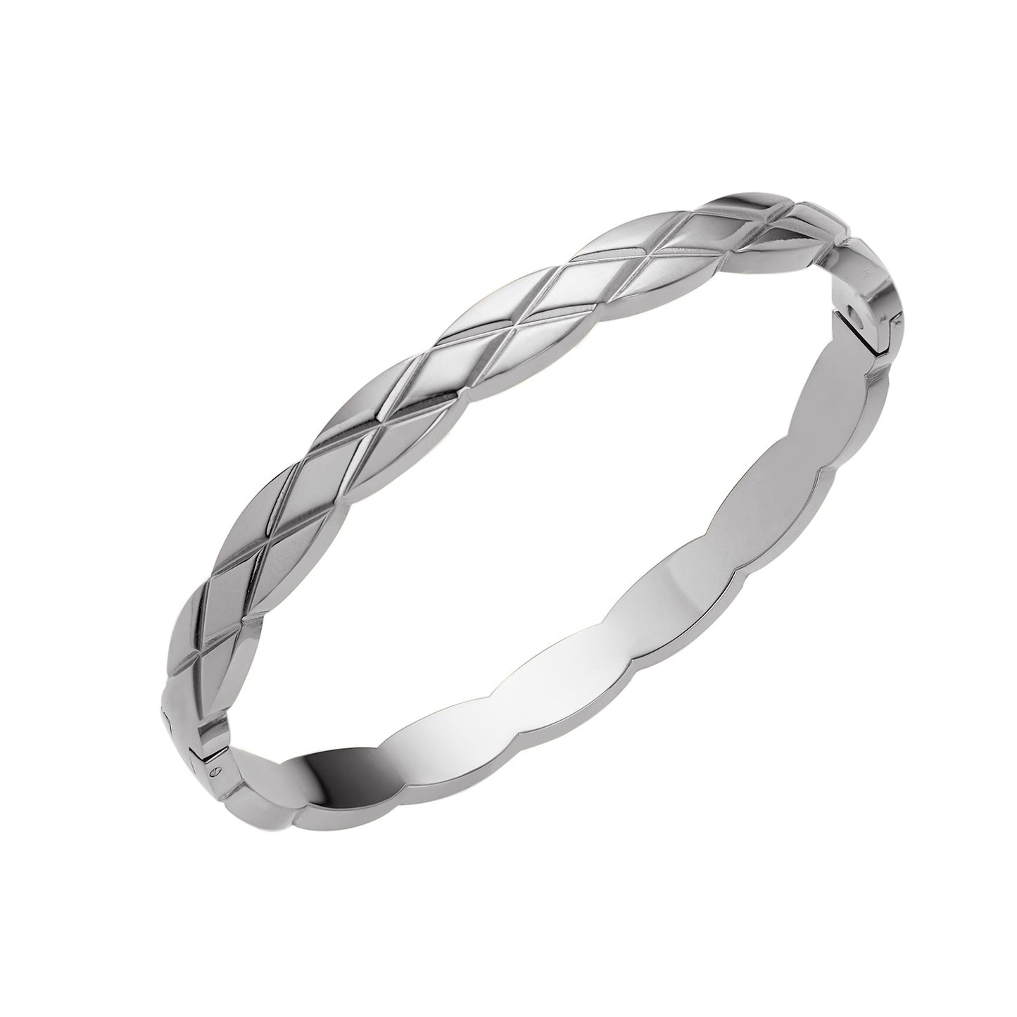 Simple Heart Shape Diamond Gold-Plated Titanium Steel Bangle Bracelet