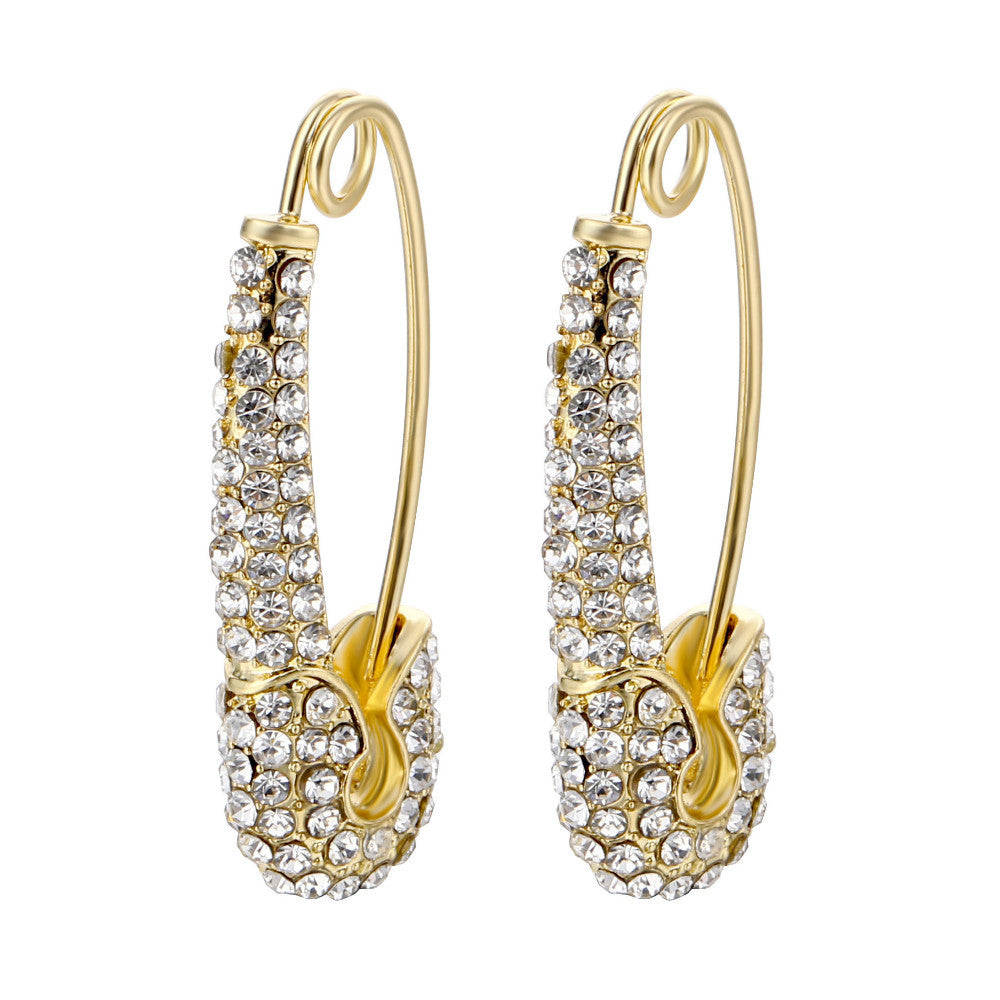 Wholesale Fashion Diamond Brooch Copper Buckle Heart Earrings