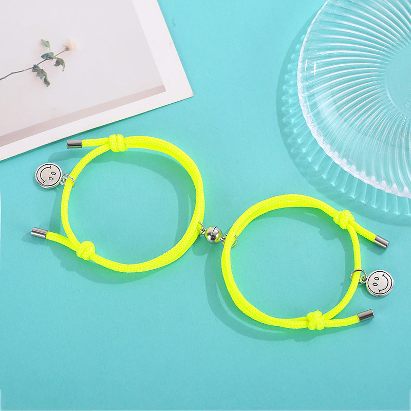 Luminous Alloy Smiley Face Couple Bracelets Set