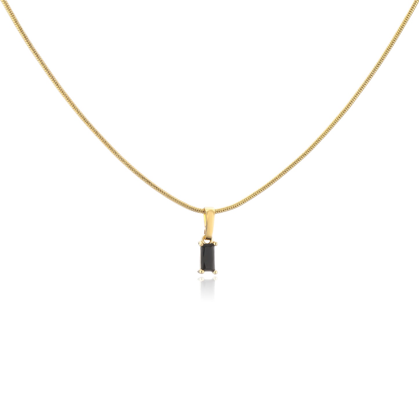 Stainless Steel Colorful Rectangle Zircon Snake Chain Layered Necklace 18k Gold Plated
