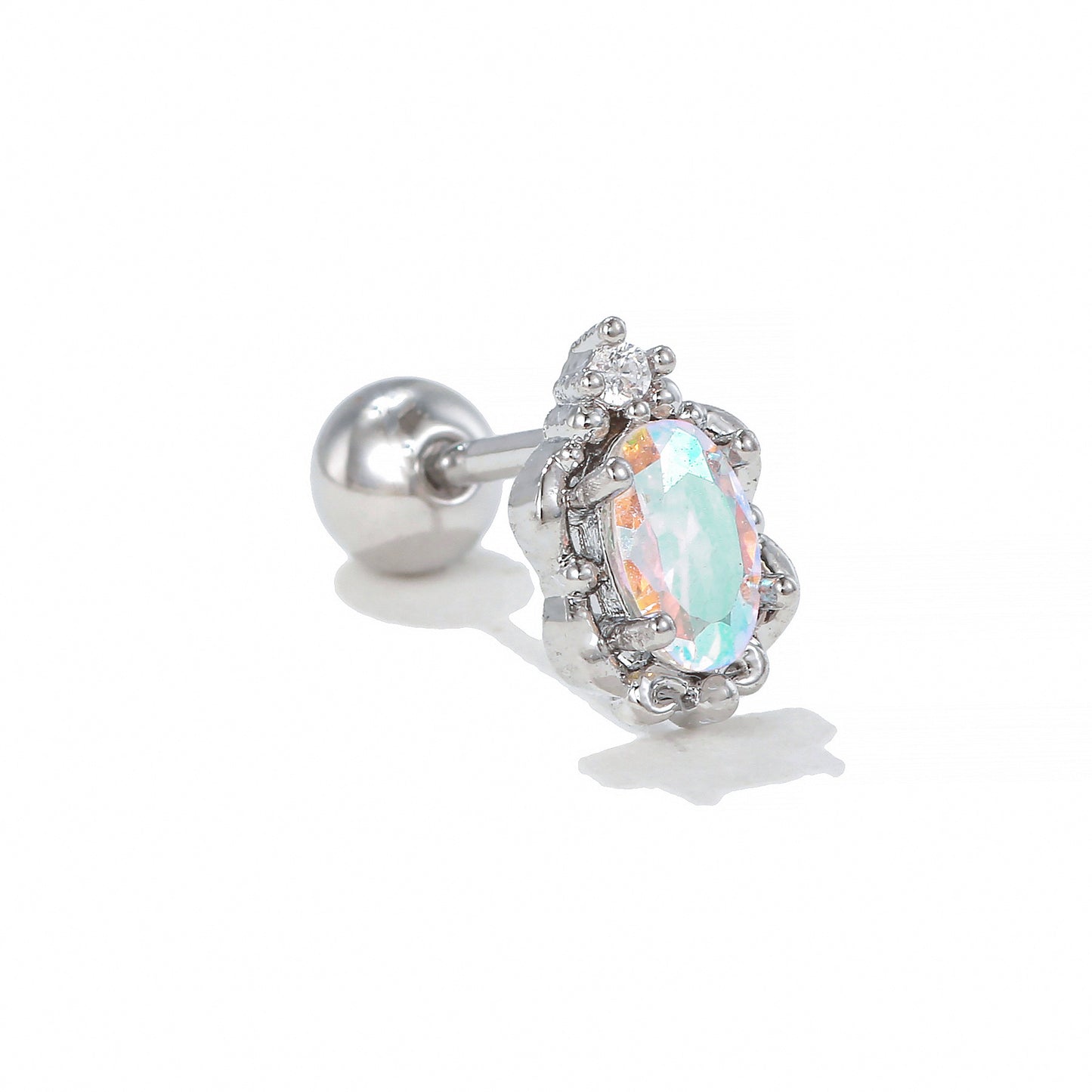 1 Piece Heart Shape Zircon Inlay 18K Gold Plated Ear Studs - Colorful Princess Series Fashion Piercing Jewelry