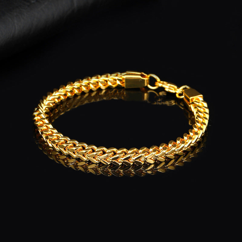 Fashion Geometric Titanium Steel Double Row Mesh Men's Bracelet
