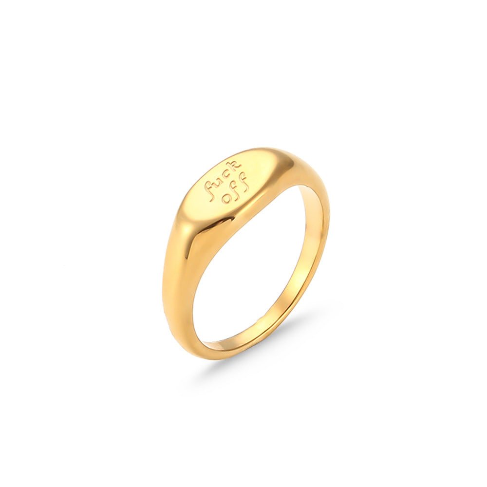Fashion Letter Fuck Off Plating 18K Multi-Style Stainless Steel Ring
