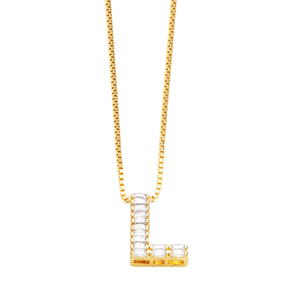 18K Gold Plated Zircon Letter Pendant Necklace