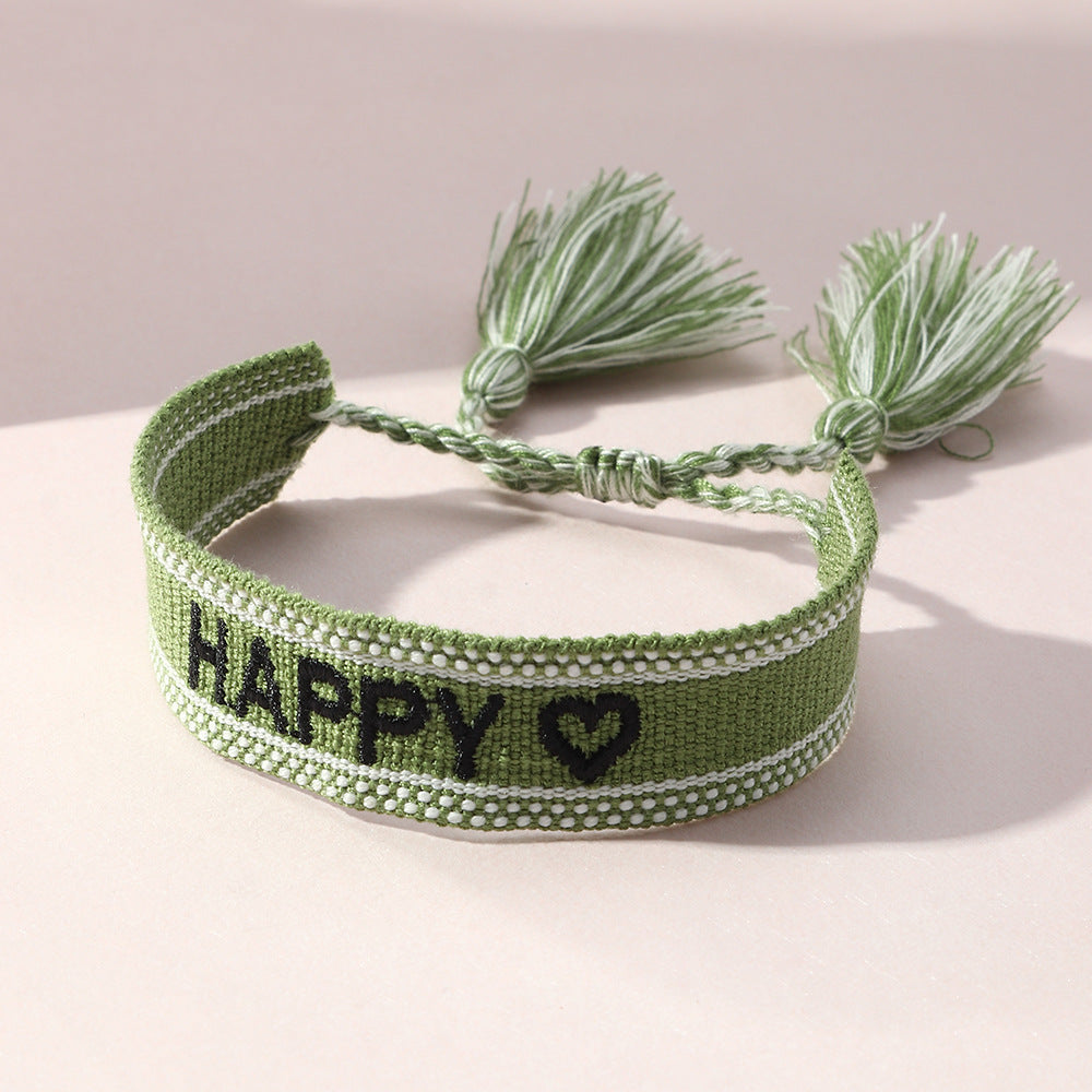Bohemian Ethnic Style Handmade Embroidery Tassel Woven Bracelet