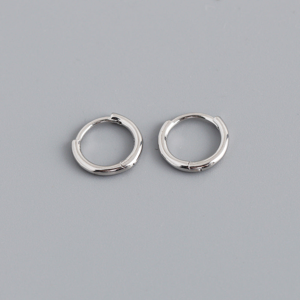 Simple Style Sterling Silver Circle Hoop Earrings