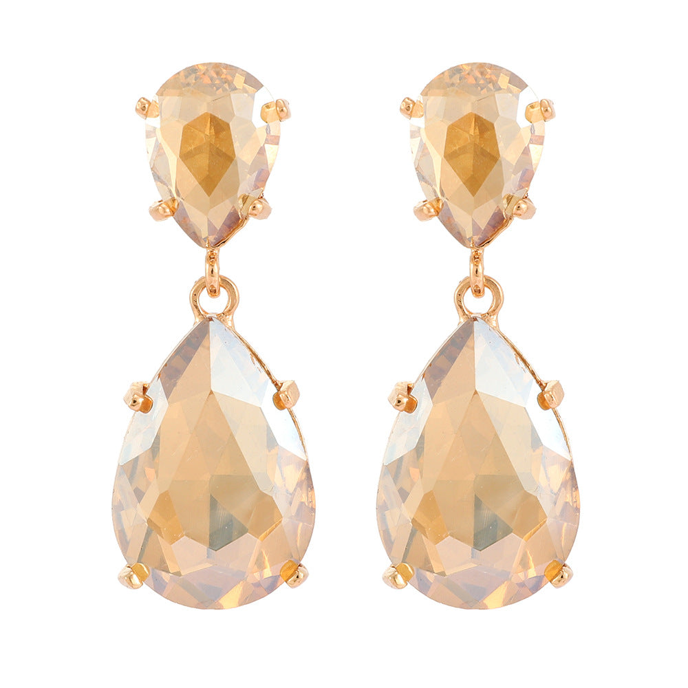 1 Pair Elegant Glass Plated Alloy Drop Earrings for Women