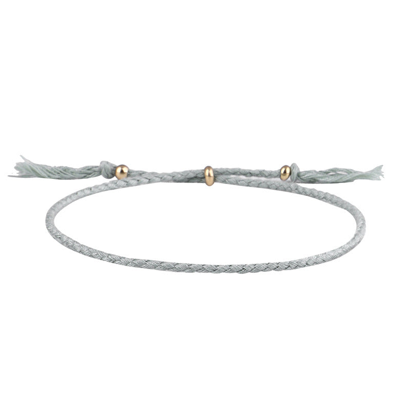Simple Solid Color Rope Braid Women's Bracelet with Tassel and Copper Beads