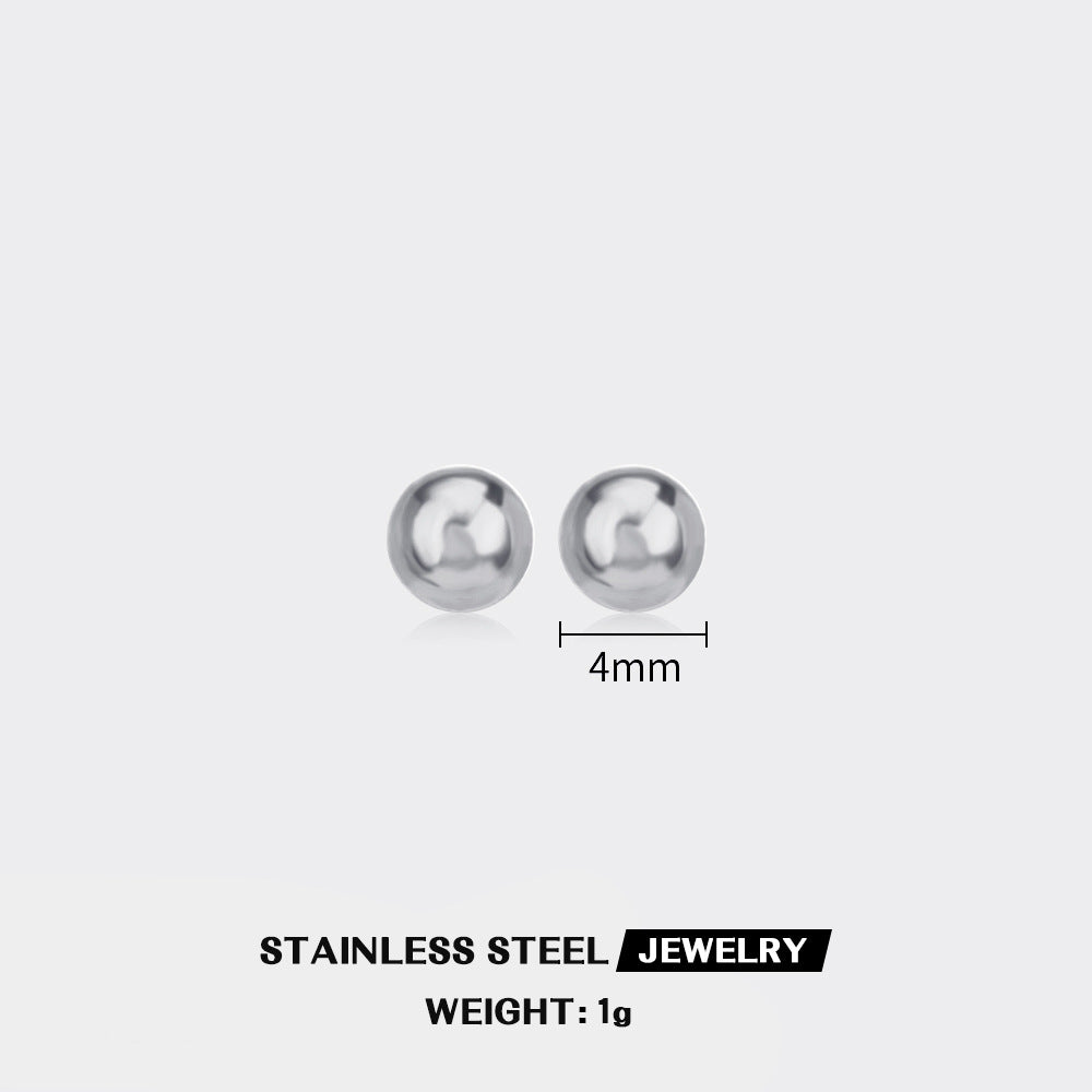 Simple Round Stainless Steel Stud Earrings for Women