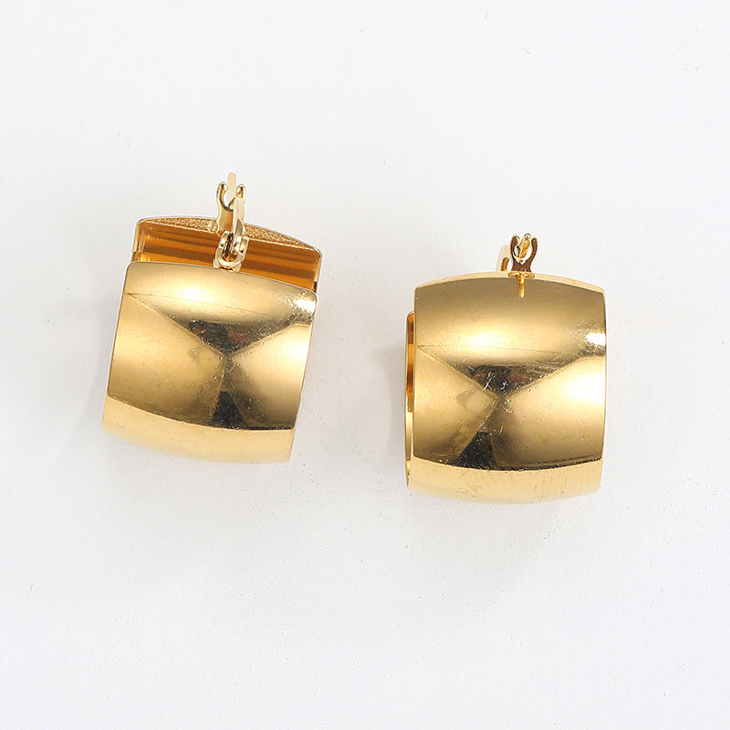 1 Pair Minimalist Geometric Gold Plated Stainless Steel Drop Earrings