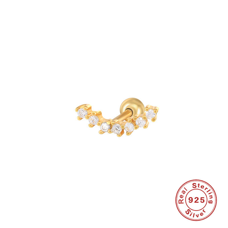 Sterling Silver Zircon Inlay Stud Earrings for Women