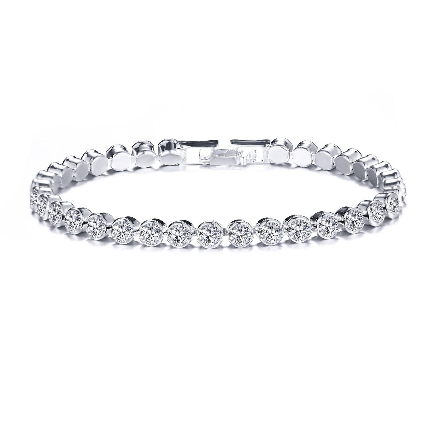 Heart-Shaped Crystal Zircon Alloy Bracelet with Roman Design