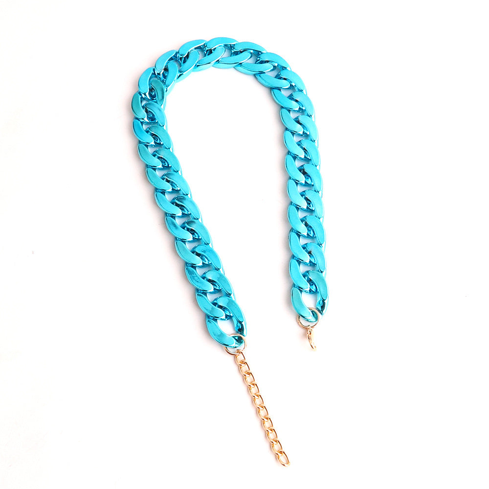 Simple Acrylic Chain Necklace for Women - Colorful Electroplated Design