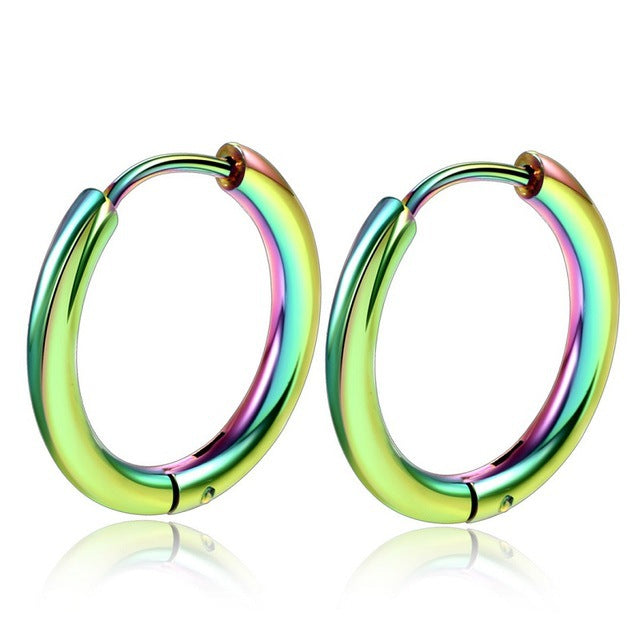 Retro Stainless Steel Plated Hoop Earrings for Men and Women