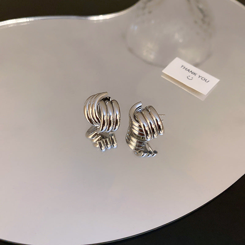 Simple Geometric Alloy Stud Earrings with Minimalist Design