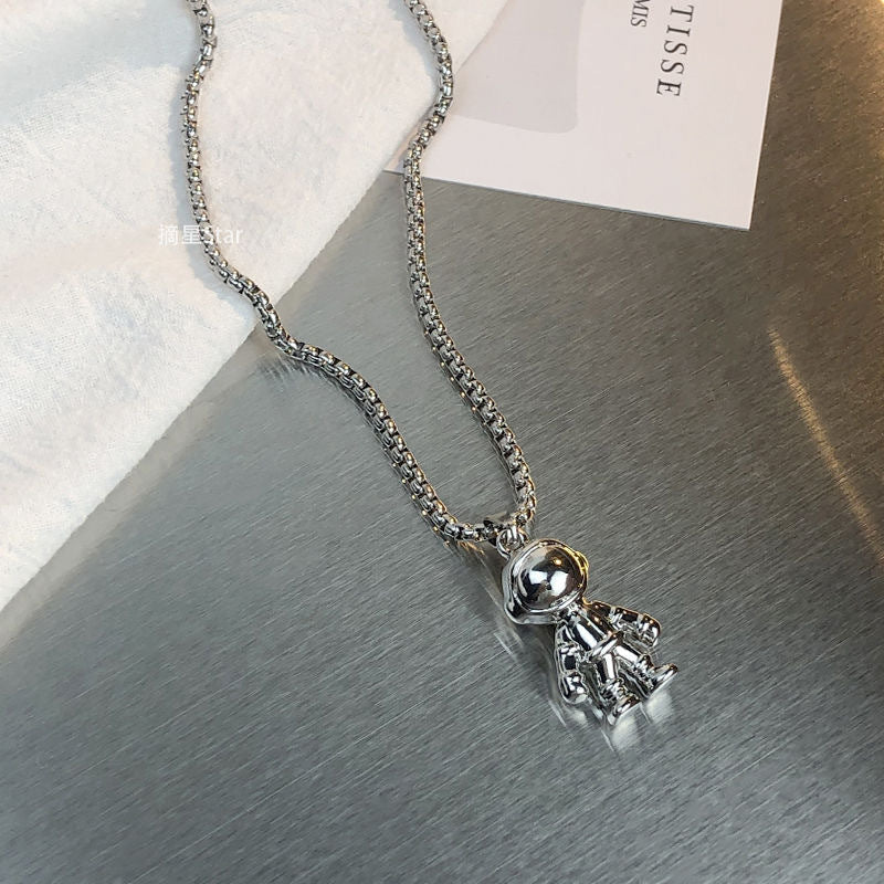 Hip-Hop Astronaut Stainless Steel Couple Pendant Necklace