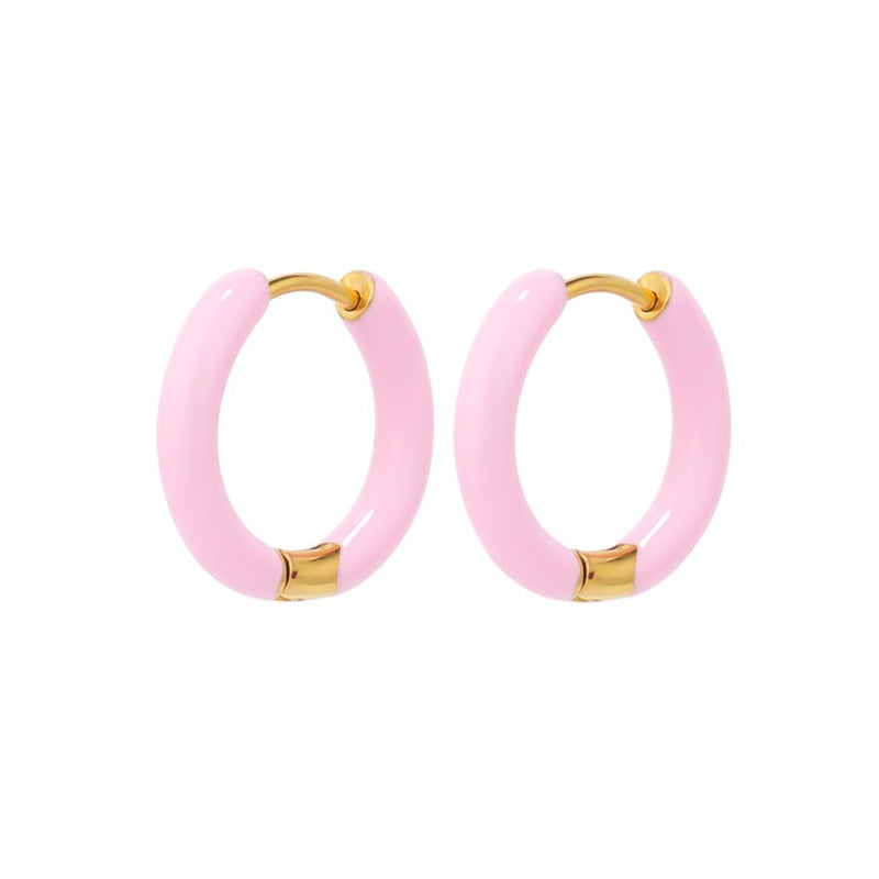 1 Pair Minimalist 12mm Colorful Stainless Steel Hoop Earrings