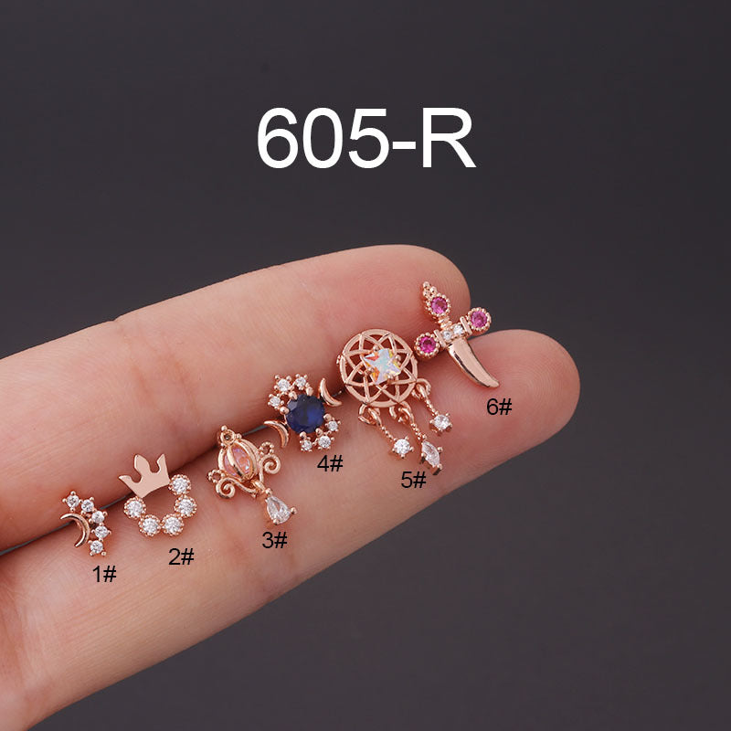 Stainless Steel Cochlear Screw Buckle Earrings - Fine Needle Ear Bone Piercing Jewelry