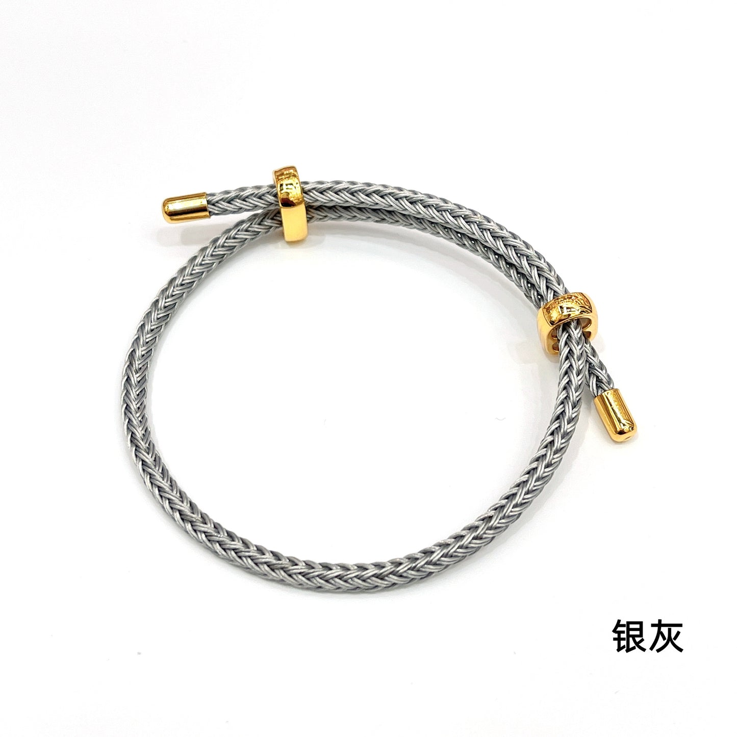 Adjustable Unisex Round Rope Bracelet with Steel Wire and Red String Charm